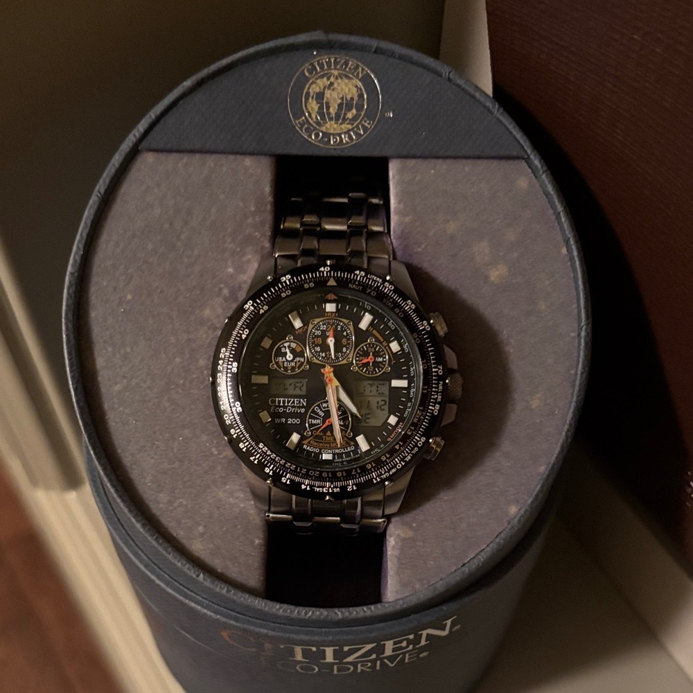 Citizen Eco-Drive Black and Silver Chronograph Watch